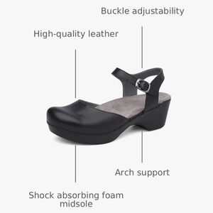 Dansko Black Leather Mules with Buckle